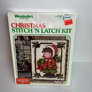 Vintage WonderArt CHRISTMAS Rug Kit Stitch 'n Latch Kit #4501 SEALED